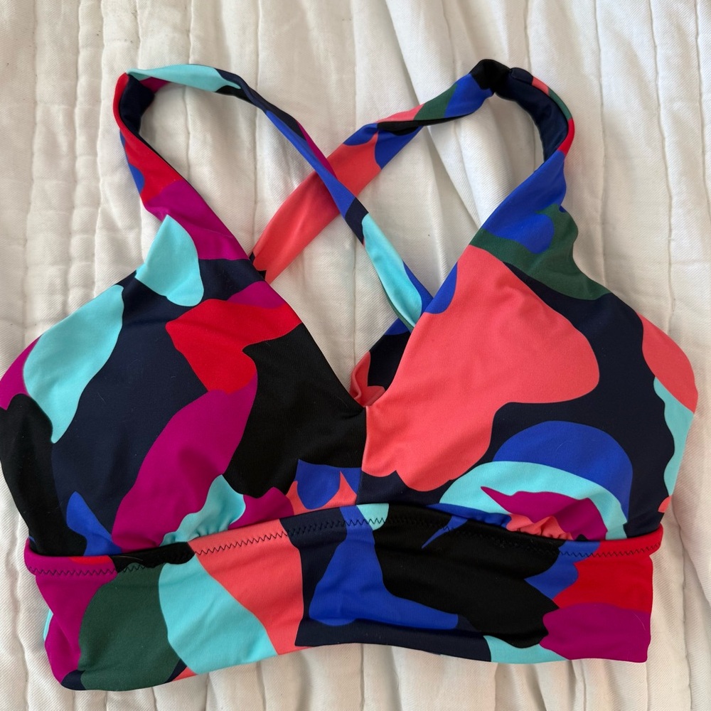 Athleta Navy Multicolor Strappy bikini top